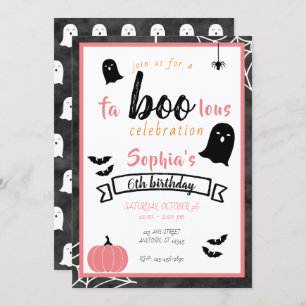 Fa"boo"lous Girls Birthday Ghost Halloween Invitation