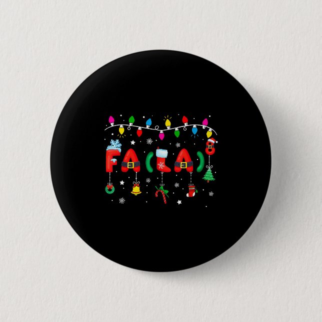 Fa (la) 8 Funny Christmas Lights Santa Fa La Math  Button (Front)