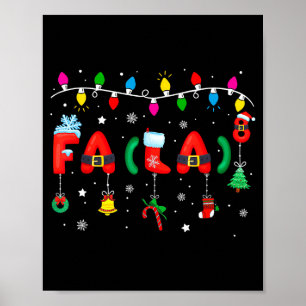 Fa (la) 8 Funny Christmas Lights Santa Fa La Math  Poster
