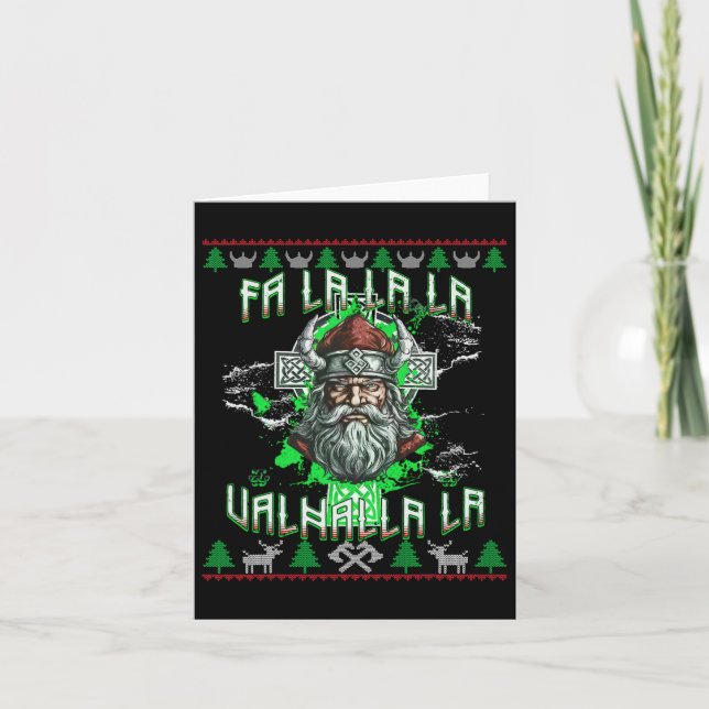 Fa La 8 Valhalla Santa Hat Viking Skull Christmas  Card (Front)