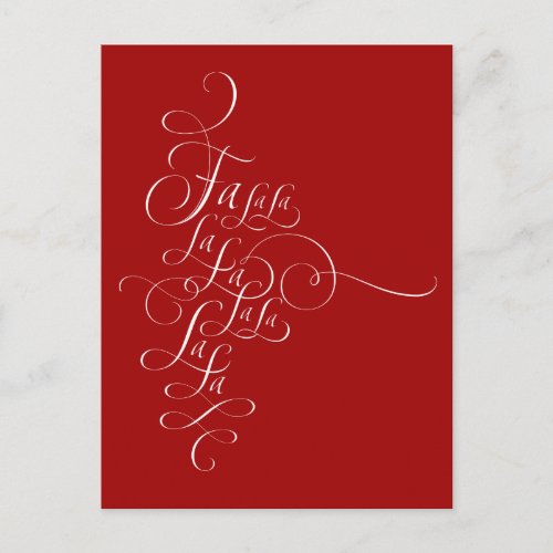 Fa la _ Christmas Calligraphy _ Deck the Halls Holiday Postcard