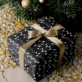 Scandi Winter Christmas Gold & Black Woodland Wrapping Paper Sheets