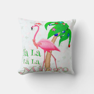 Fa La Flamingo Xmas Throw Pillow