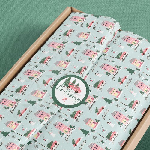 Fa La Home For The Holidays Town  Pink Retro Van Tissue Paper