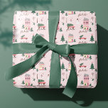Fa La Home For The Holidays Town & Pink Retro Van Wrapping Paper<br><div class="desc">Celebrate the magical and festive holiday season with our custom holiday wrapping paper. Our vintage holiday design features a fun vintage town scenery and landscape. Every little detail is captured in this quaint little neighborhood. Features Pink houses decked out in festive decorations, pink snow covered trees, festive showman, lamp post,...</div>