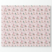 Fa La Home For The Holidays Town & Pink Retro Van Wrapping Paper (Flat)
