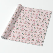 Fa La Home For The Holidays Town & Pink Retro Van Wrapping Paper (Unrolled)