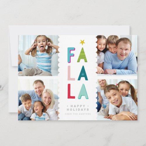 FA LA LA 4 PHOTO festive fun family bold colorful Holiday Card