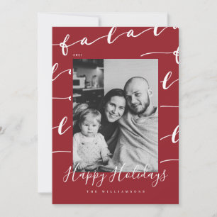 FA LA LA Black & Red Typographic Christmas Photo Holiday Card