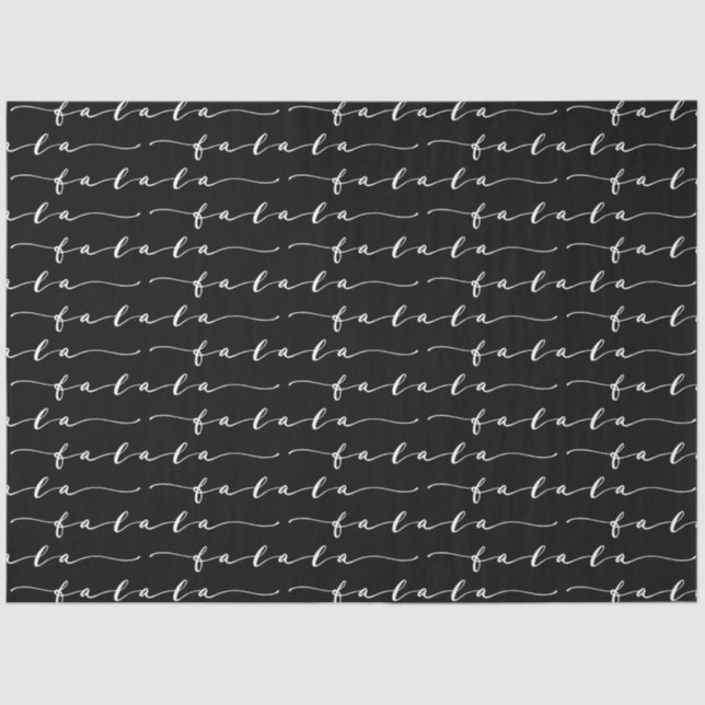 FA LA LA Black & White Calligraphy Christmas Carol Tissue Paper (Front)