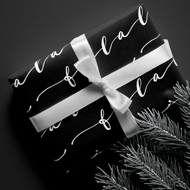 FA LA LA Black & White Calligraphy Christmas Carol Wrapping Paper Sheets (FA LA LA Black & White Calligraphy Christmas Carol Wrapping Paper Sheet)