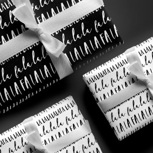 FA LA LA Black & White Typographic Christmas Carol Wrapping Paper Sheets