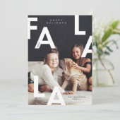 Fa La La Bold Letters Minimalist Modern Photo Holiday Card (Standing Front)