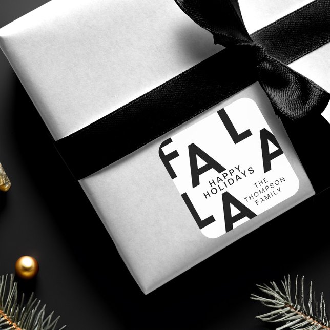 Fa La La Bold Letters Minimalist Modern White Square Sticker (Fa La La Bold Letters Minimalist Modern White Square Sticker)
