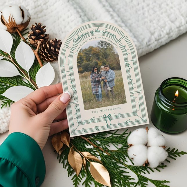 Fa La La Bow Sheet Music Arch Photo Christmas Card (Fa La La Bow Sheet Music Arch Photo Christmas Card)