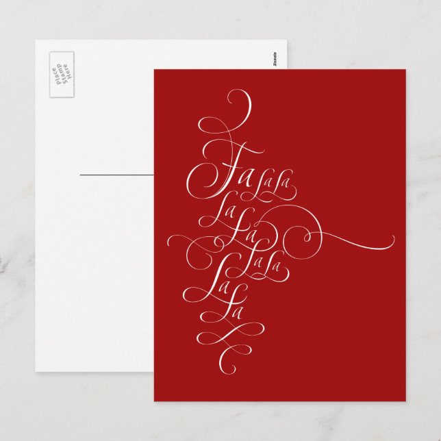 Fa la la - Christmas Calligraphy - Deck the Halls Holiday Postcard (Front/Back)