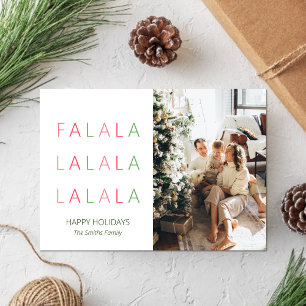 Fa La La Christmas Colorful Cute Fun Photo Holiday Card