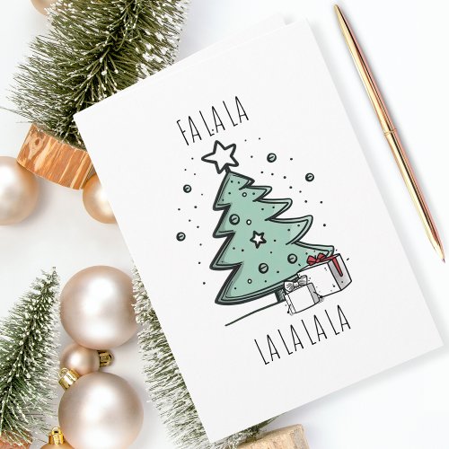 Fa La La Christmas Doodle Holiday Card