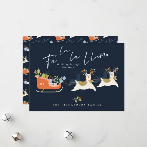 Fa La La Christmas Llama Reindeers  Sleigh Gifts Holiday Card