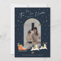 Fa La La Christmas Llama Reindeers & Sleigh Photo