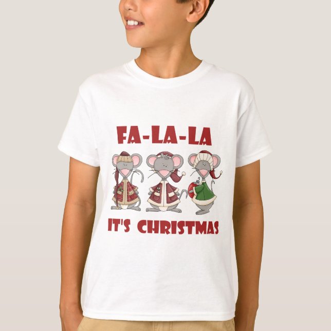Fa La La Christmas Mice Holidays T-Shirt (Front)
