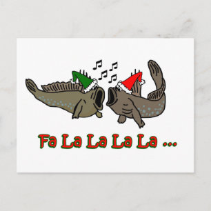 Fa La La Christmas Mudskipper Fish Holiday Postcard