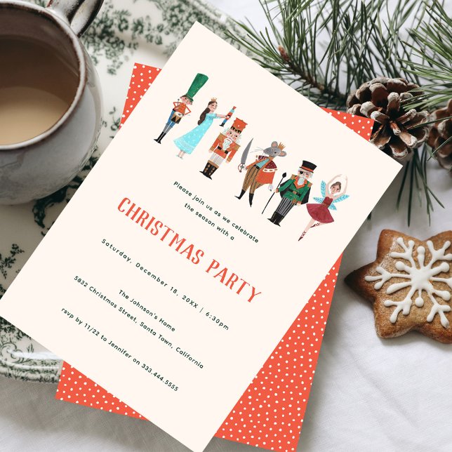 Fa La La Christmas Nutcracker Ballet Dancer Invitation (Nutcracker Christmas Party Invitation)