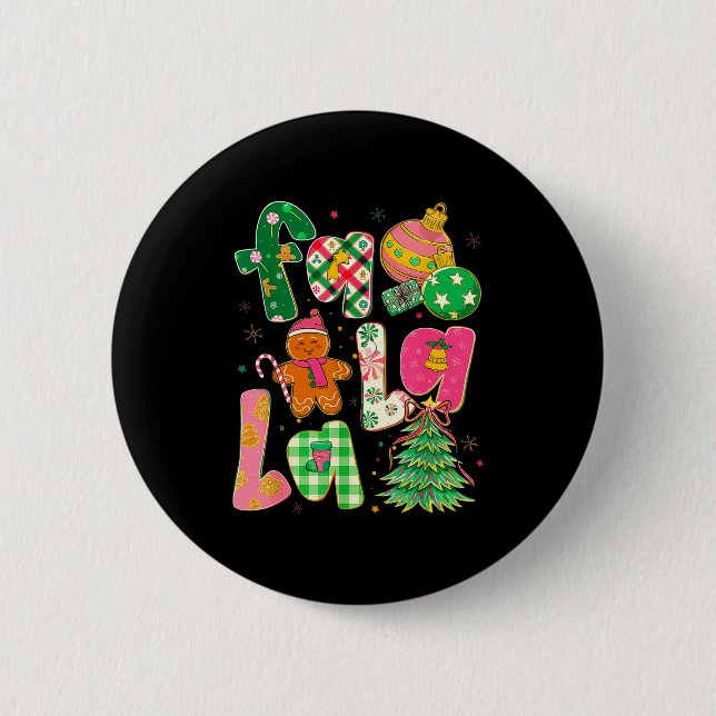 Fa La La Coquette Christmas Gingerbread Tree  Button (Front)