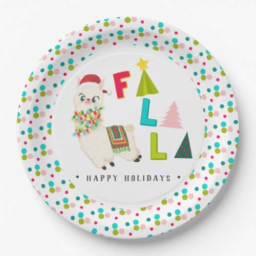 FA LA LA cute llama modern festive fun kids Paper Plates
