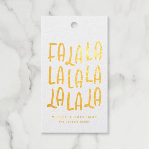 Fa la la cute personalized Merry Christmas holiday Foil Gift Tags