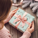 Fa La La Cute Pink Elf Ice Skating Girly  Wrapping Paper