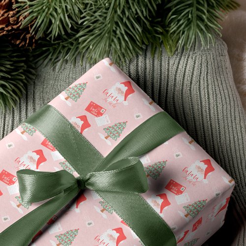 Fa La La Dear Santa Claus Christmas Pattern Wrapping Paper Sheets