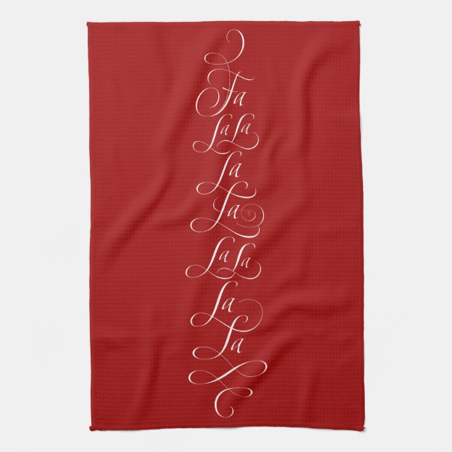 Fa la la - Deck the Halls - Christmas Calligraphy Kitchen Towel (Vertical)