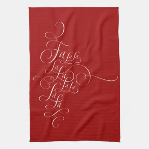 Fa la la - Deck the Halls - Christmas Calligraphy Kitchen Towel