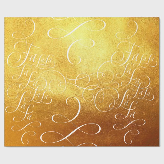 Fa la la Deck the Halls - Christmas Gold Rich Wrapping Paper (Flat)
