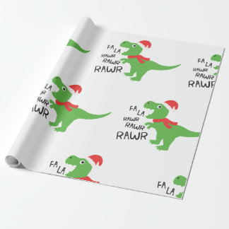 FA LA LA DINASOUR IN A SANTA HAT WRAPPING PAPER