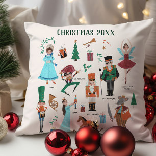 Fa La La Ecru Nutcracker Christmas Ballet Throw Pillow