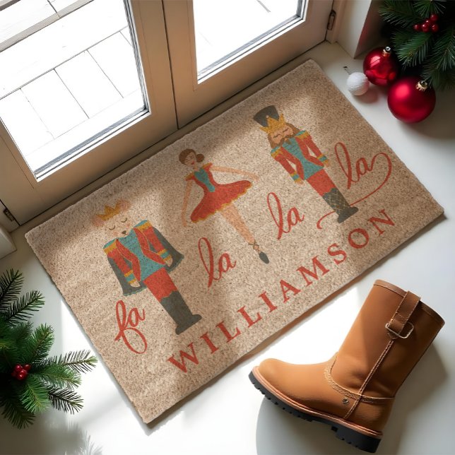 Fa La La Festive Christmas Nutcracker Family Name Fiber Doormat (Fa La La Festive Christmas Nutcracker Family Name Doormat)