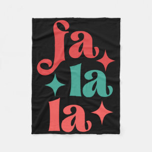 Fa La La Festive Holiday Tygraphy Design T Shirt Fleece Blanket