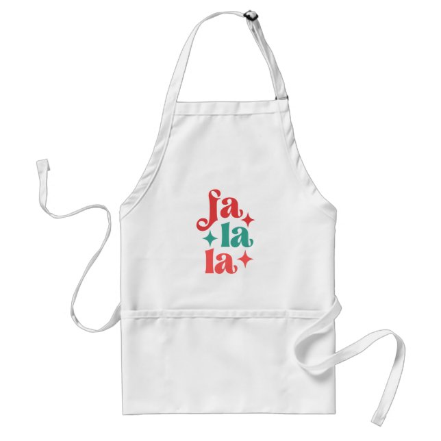 Fa La La - Festive Holiday Typography Design Adult Apron (Front)