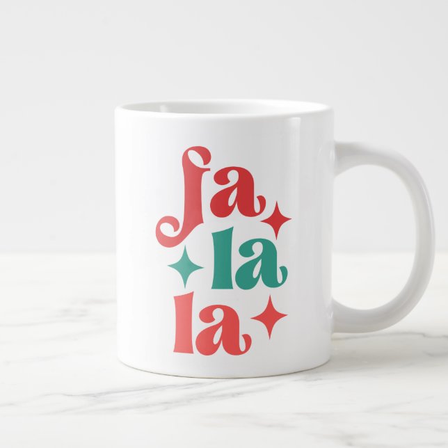 Fa La La - Festive Holiday Typography Design Giant Coffee Mug (Right)