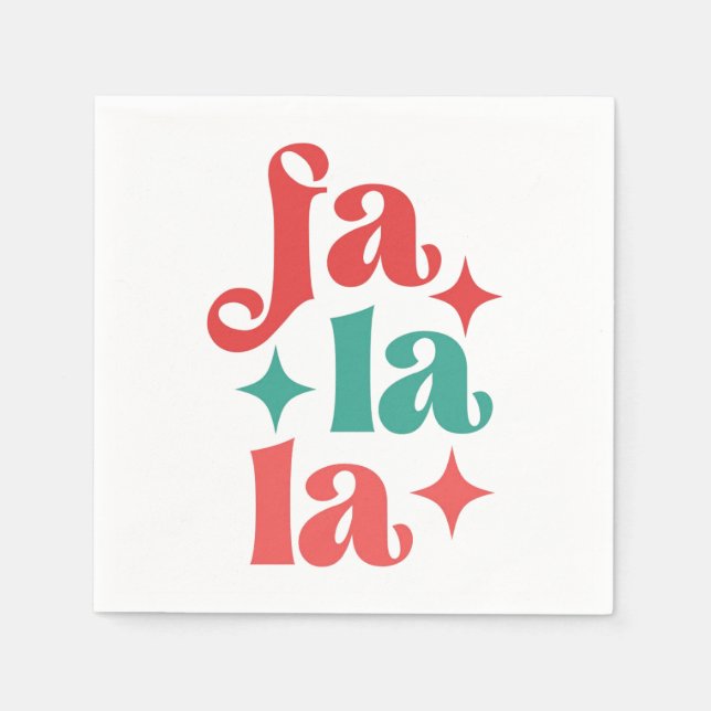 Fa La La - Festive Holiday Typography Design Napkins (Front)