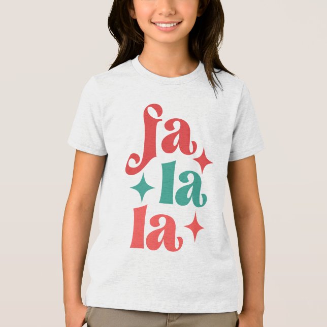 Fa La La - Festive Holiday Typography Design Tri-Blend Shirt (Front)