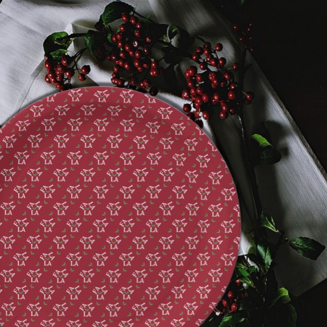 Fa La La Festive Holly Christmas Paper Plates (Creator Uploaded)