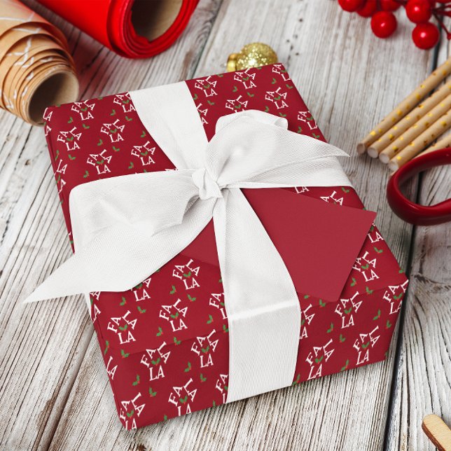 Fa La La Festive Holly Christmas Wrapping Paper (Creator Uploaded)