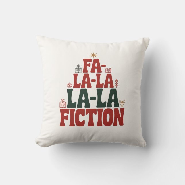 Fa-la-la Fiction Cozy Christmas Accent Throw Pillow (Front)