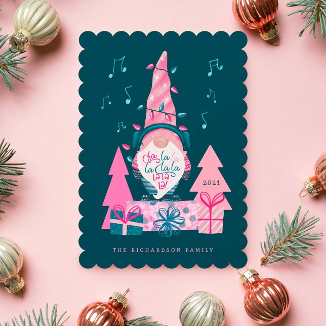 Fa La La Fun Bright Christmas Carolling Gnome Holiday Card (Fa La La Fun Bright Christmas Carolling Gnome Holiday Card)