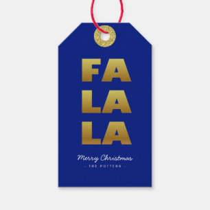 Fa La La   Fun Christmas Blue & Gold Gift Tags
