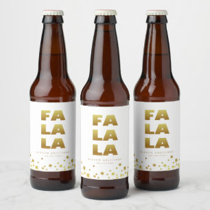 Fa La La Fun Christmas White & Gold Beer Bottle Label