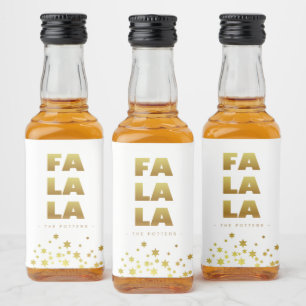 Fa La La Fun Christmas White & Gold Mini Liquor Bottle Label